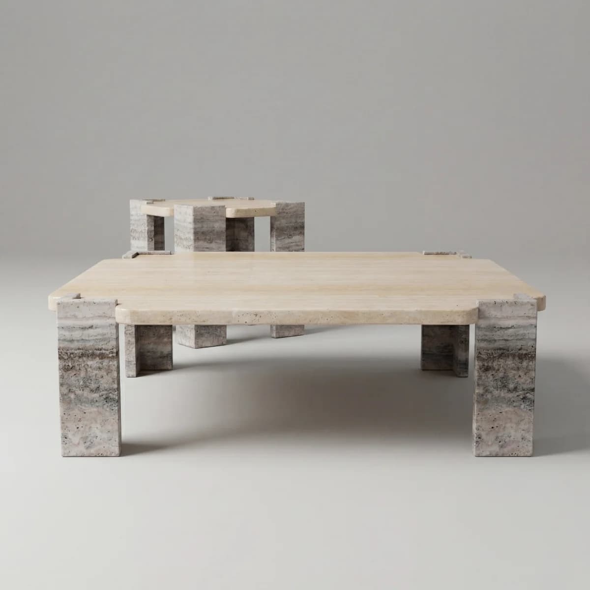 Travertine table finished in the Rozaik workshop